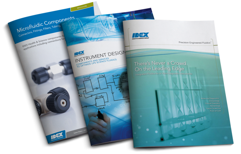 IDEX Health & Science. Print collateral design. V2Works